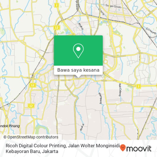 Peta Ricoh Digital Colour Printing, Jalan Wolter Monginsidi Kebayoran Baru