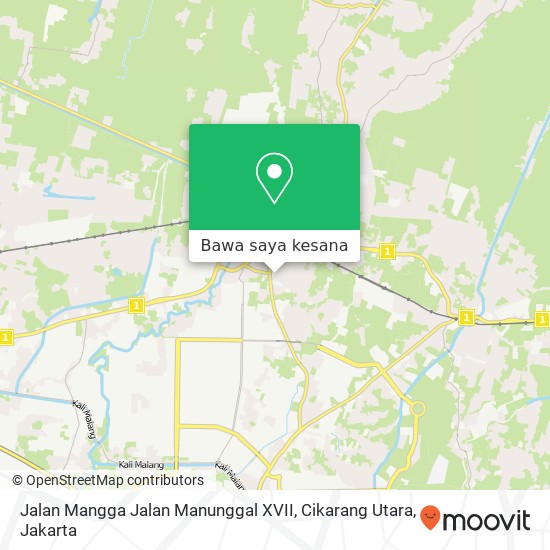 Peta Jalan Mangga Jalan Manunggal XVII, Cikarang Utara