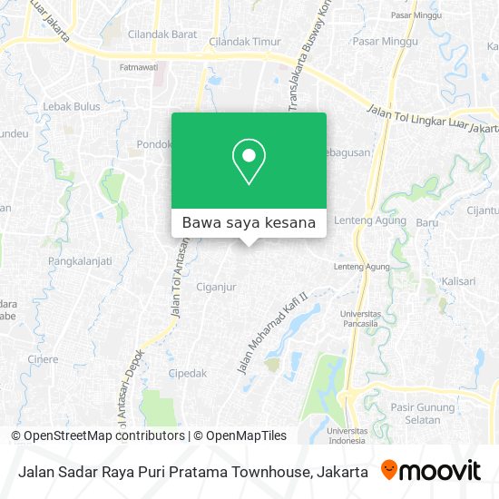 Peta Jalan Sadar Raya Puri Pratama Townhouse