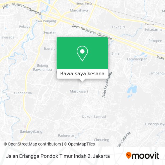 Peta Jalan Erlangga Pondok Timur Indah 2