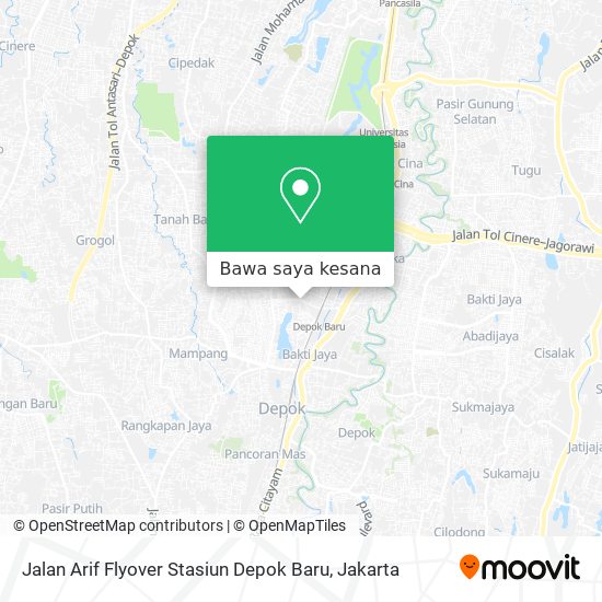 Peta Jalan Arif Flyover Stasiun Depok Baru