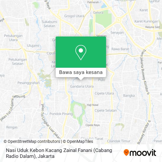 Peta Nasi Uduk Kebon Kacang Zainal Fanani (Cabang Radio Dalam)