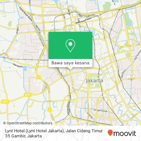 Peta Lynt Hotel (Lynt Hotel Jakarta), Jalan Cideng Timur 35 Gambir