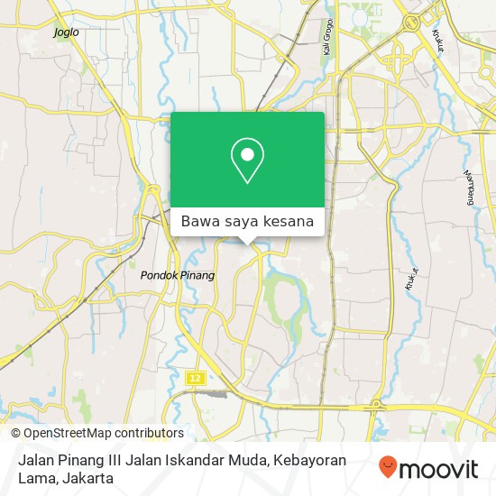 Peta Jalan Pinang III Jalan Iskandar Muda, Kebayoran Lama