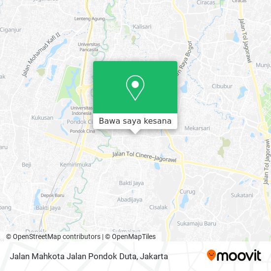 Peta Jalan Mahkota Jalan Pondok Duta