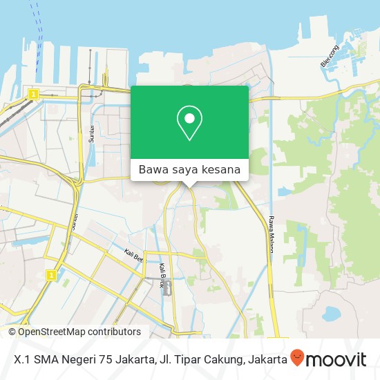 Peta X.1 SMA Negeri 75 Jakarta, Jl. Tipar Cakung