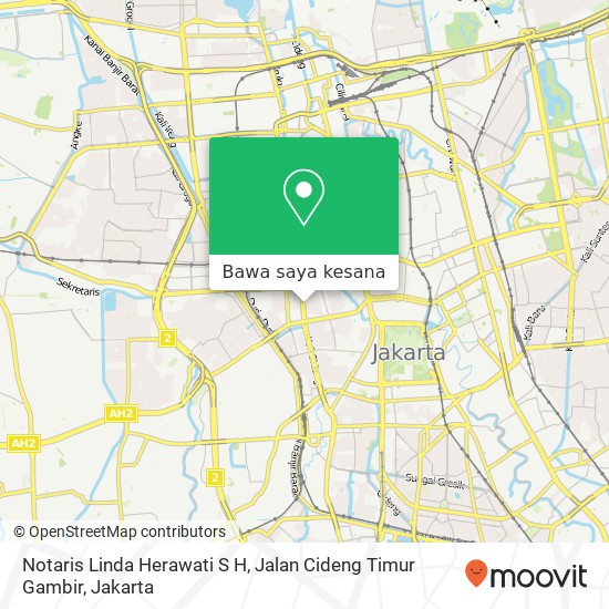 Peta Notaris Linda Herawati S H, Jalan Cideng Timur Gambir