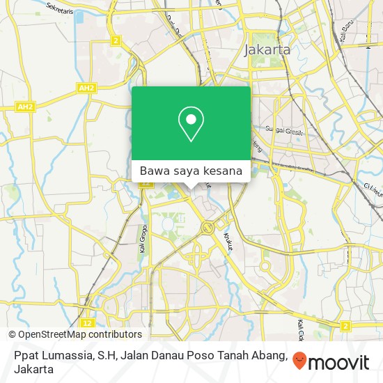 Peta Ppat Lumassia, S.H, Jalan Danau Poso Tanah Abang