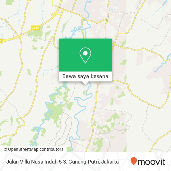 Peta Jalan Villa Nusa Indah 5 3, Gunung Putri