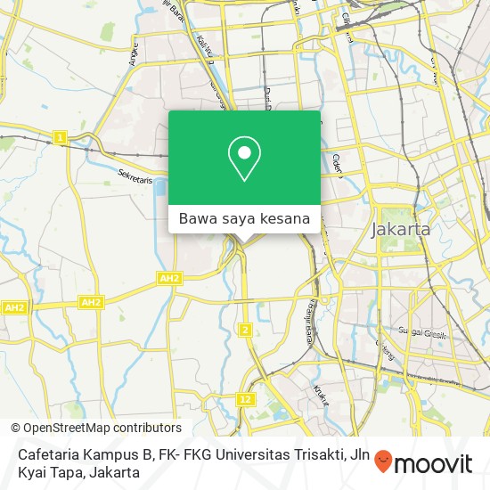 Peta Cafetaria Kampus B, FK- FKG Universitas Trisakti, Jln Kyai Tapa