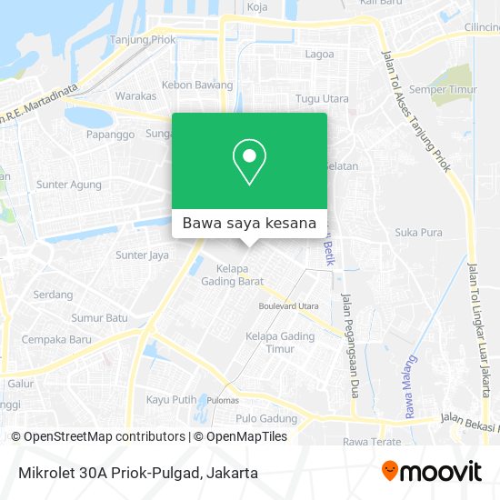 Peta Mikrolet 30A Priok-Pulgad