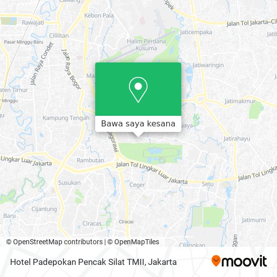 Peta Hotel Padepokan Pencak Silat TMII