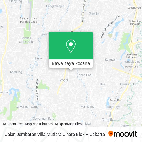 Peta Jalan Jembatan Villa Mutiara Cinere Blok R