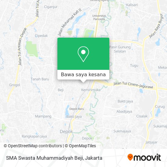 Peta SMA Swasta Muhammadiyah Beji