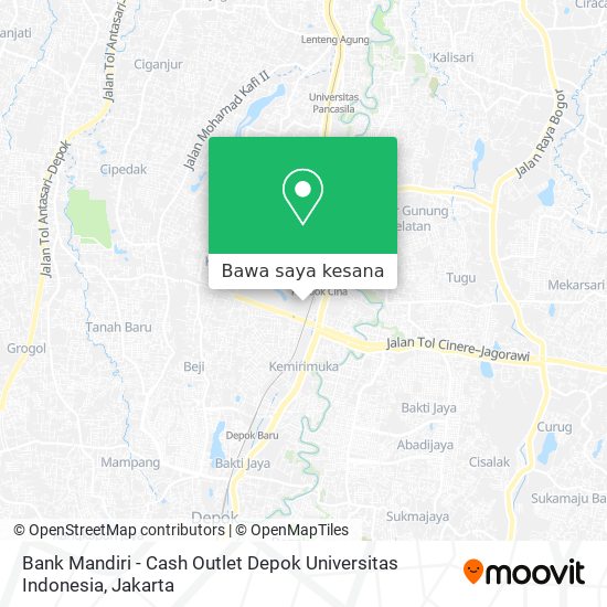 Peta Bank Mandiri - Cash Outlet Depok Universitas Indonesia