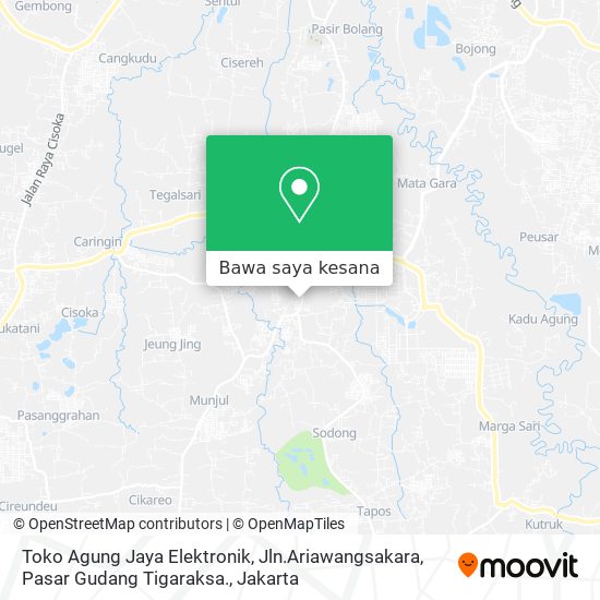 Peta Toko Agung Jaya Elektronik, Jln.Ariawangsakara, Pasar Gudang Tigaraksa.