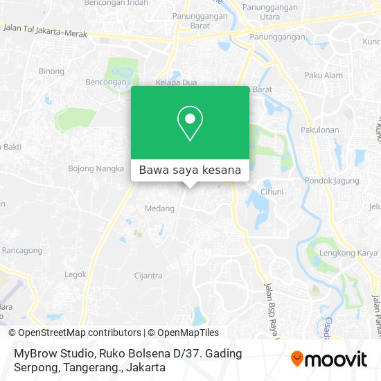 Peta MyBrow Studio, Ruko Bolsena D / 37. Gading Serpong, Tangerang.