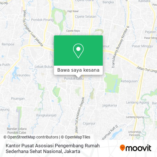 Peta Kantor Pusat Asosiasi Pengembang Rumah Sederhana Sehat Nasional