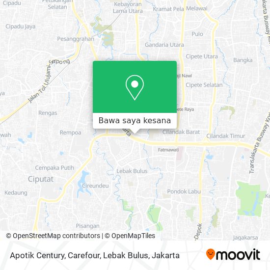 Peta Apotik Century, Carefour, Lebak Bulus