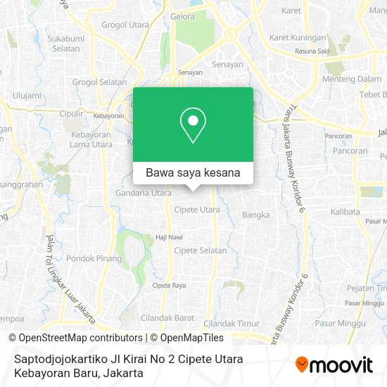 Peta Saptodjojokartiko Jl Kirai No 2 Cipete Utara Kebayoran Baru