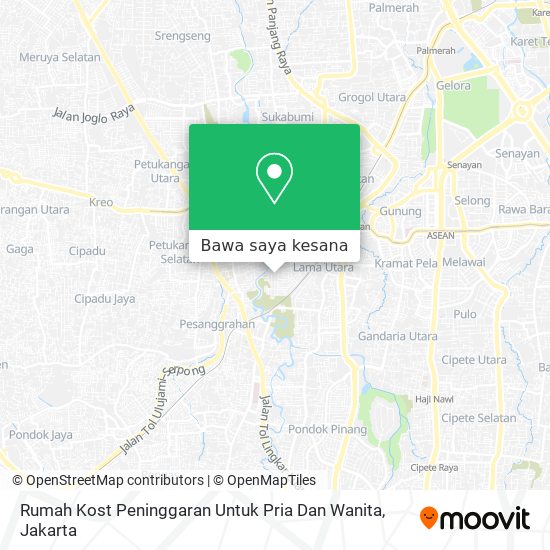 Peta Rumah Kost Peninggaran Untuk Pria Dan Wanita