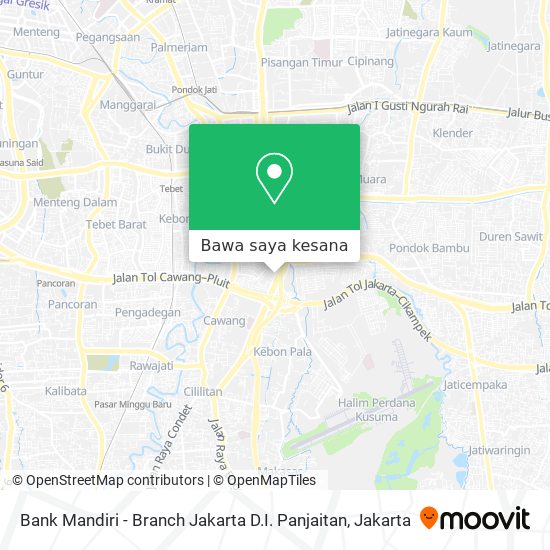 Peta Bank Mandiri - Branch Jakarta D.I. Panjaitan