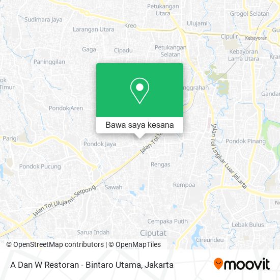 Peta A Dan W Restoran - Bintaro Utama