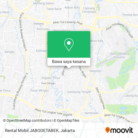 Peta Rental Mobil JABODETABEK