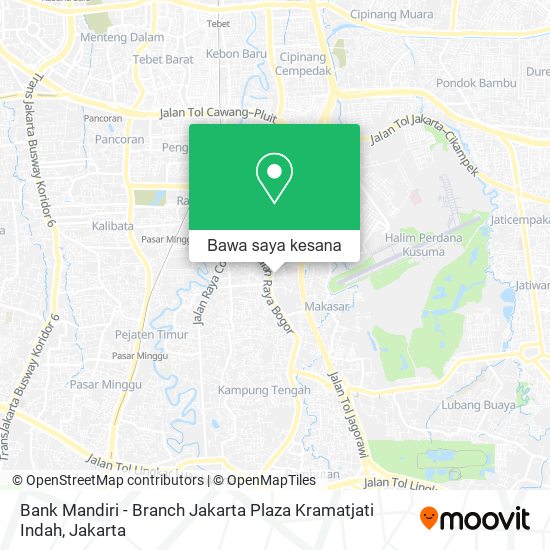 Peta Bank Mandiri - Branch Jakarta Plaza Kramatjati Indah