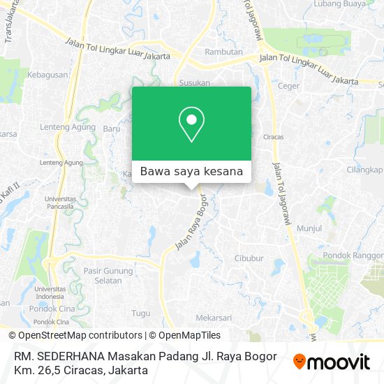 Peta RM. SEDERHANA Masakan Padang Jl. Raya Bogor Km. 26,5 Ciracas