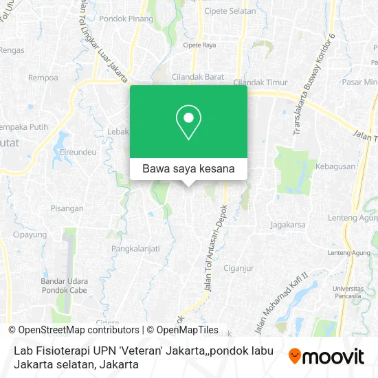 Peta Lab Fisioterapi UPN 'Veteran' Jakarta,,pondok labu Jakarta selatan