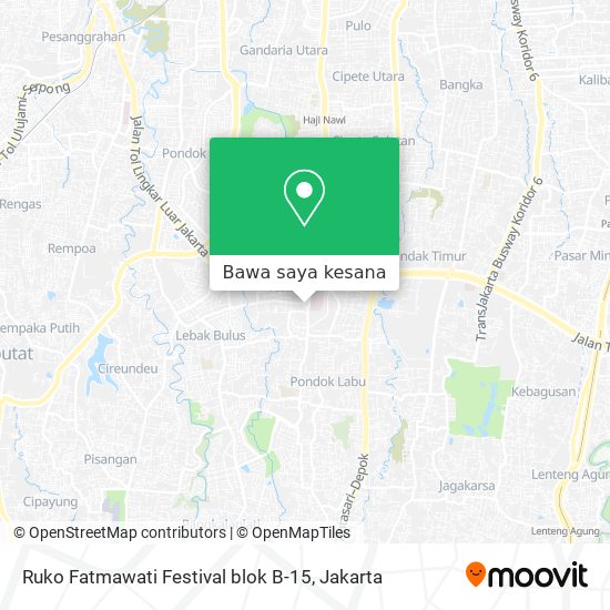 Peta Ruko Fatmawati Festival blok B-15