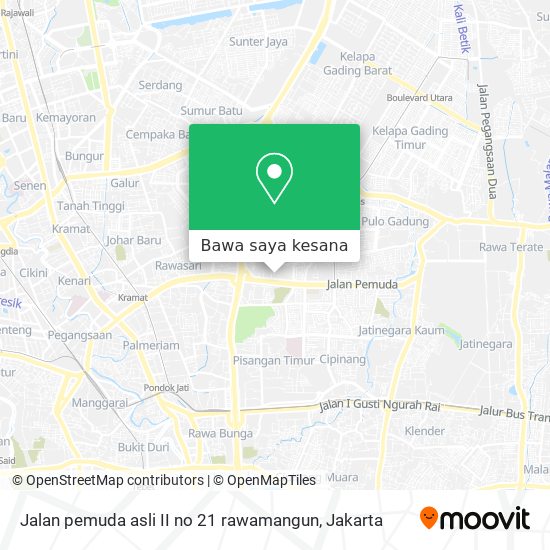 Peta Jalan pemuda asli II no 21 rawamangun