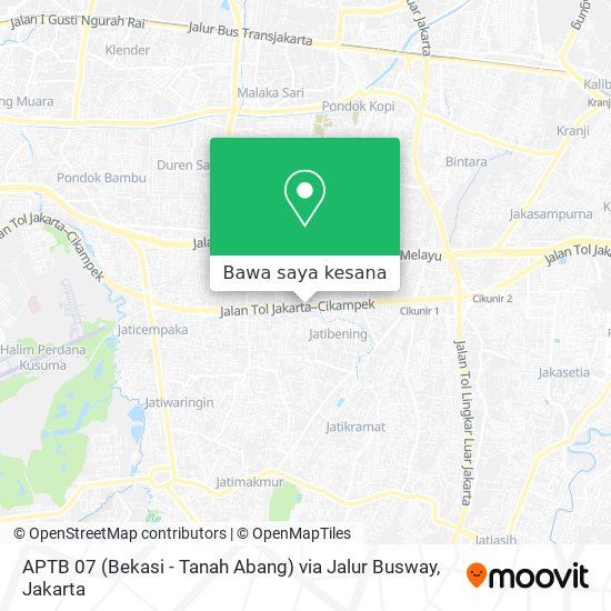 Peta APTB 07 (Bekasi - Tanah Abang) via Jalur Busway