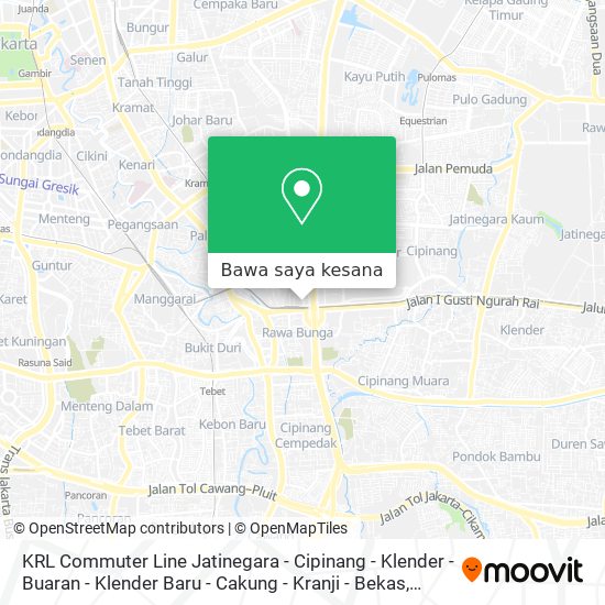 Peta KRL Commuter Line Jatinegara - Cipinang - Klender - Buaran - Klender Baru - Cakung - Kranji - Bekas