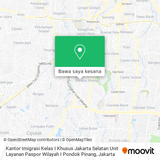 Peta Kantor Imigrasi Kelas I Khusus Jakarta Selatan Unit Layanan Paspor Wilayah I Pondok Pinang