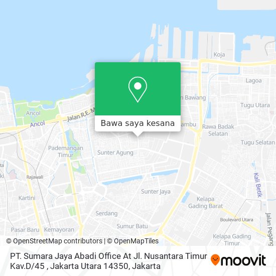 Peta PT. Sumara Jaya Abadi Office At Jl. Nusantara Timur Kav.D / 45 , Jakarta Utara 14350