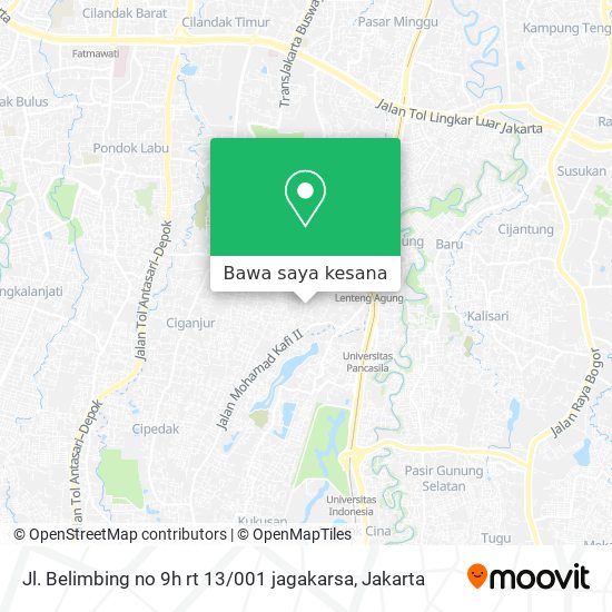 Peta Jl. Belimbing no 9h rt 13 / 001 jagakarsa