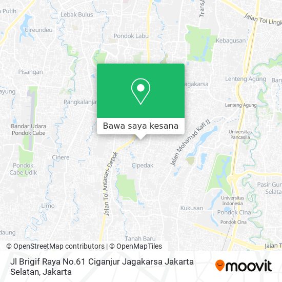 Peta Jl Brigif Raya No.61 Ciganjur Jagakarsa Jakarta Selatan