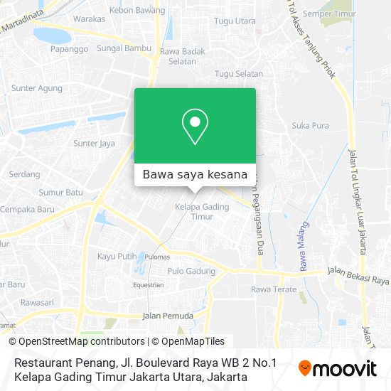 Peta Restaurant Penang, Jl. Boulevard Raya WB 2 No.1 Kelapa Gading Timur Jakarta Utara