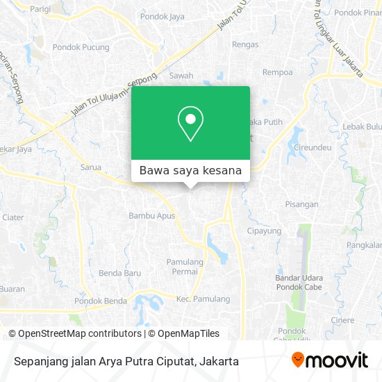 Peta Sepanjang jalan Arya Putra Ciputat