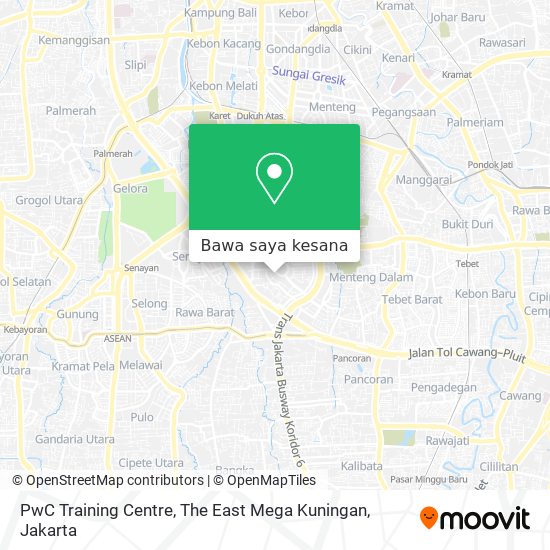 Peta PwC Training Centre, The East Mega Kuningan