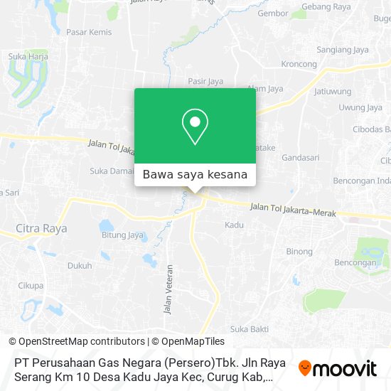 Peta PT Perusahaan Gas Negara (Persero)Tbk. Jln Raya Serang Km 10 Desa Kadu Jaya Kec, Curug Kab, Tangger