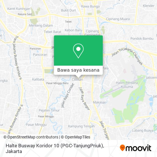 Peta Halte Busway Koridor 10 (PGC-TanjungPriuk)