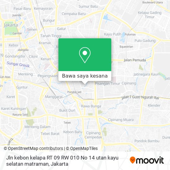 Peta Jln kebon kelapa RT 09 RW 010 No 14 utan kayu selatan matraman