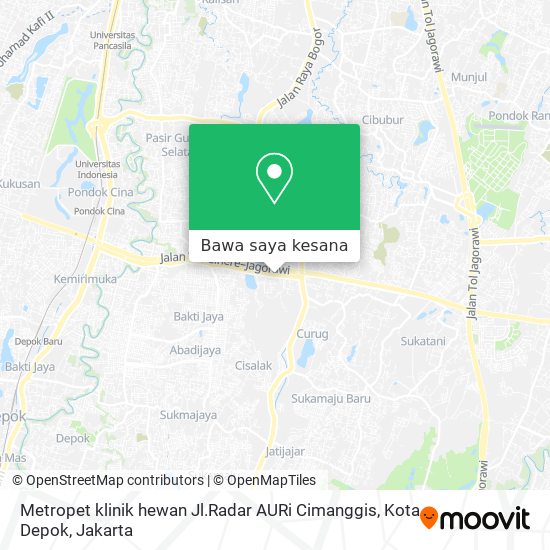 Peta Metropet klinik hewan Jl.Radar AURi Cimanggis, Kota Depok