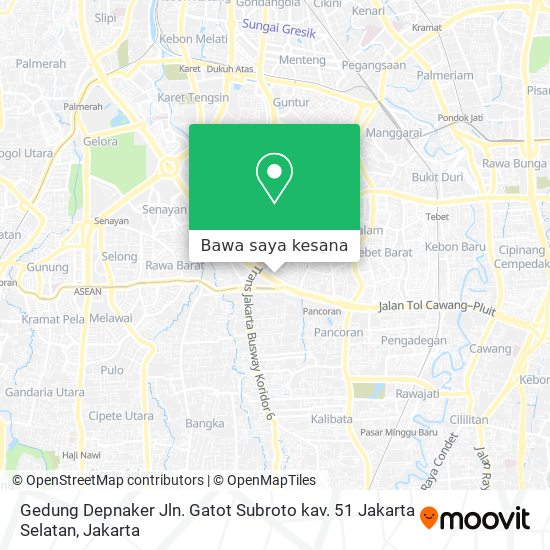 Peta Gedung Depnaker Jln. Gatot Subroto kav. 51 Jakarta Selatan