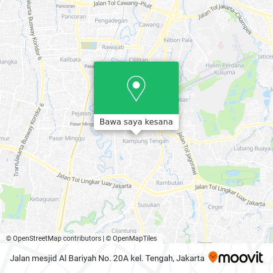 Peta Jalan mesjid Al Bariyah No. 20A kel. Tengah
