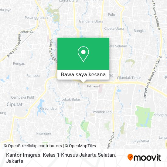 Peta Kantor Imigrasi Kelas 1 Khusus Jakarta Selatan