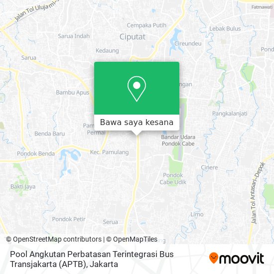 Peta Pool Angkutan Perbatasan Terintegrasi Bus Transjakarta (APTB)